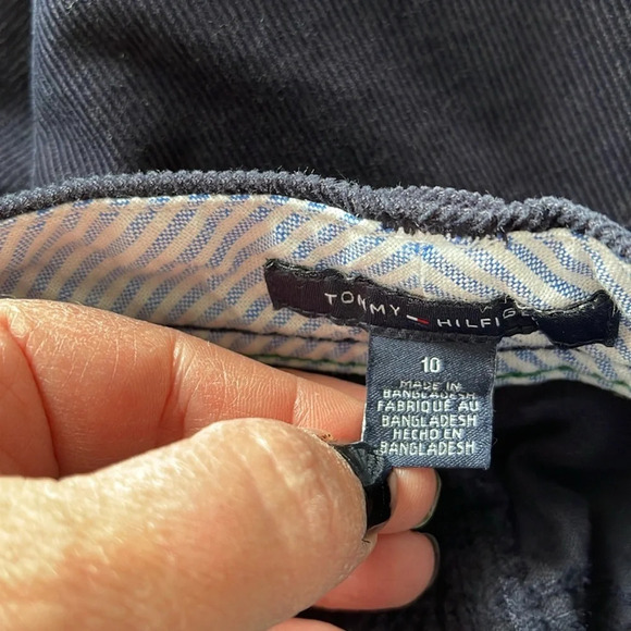 TOMMY HILFIGER Corduroy Mini Skirt Navy Blue Preppy Academia Y2K Size 10 - Picture 6 of 10